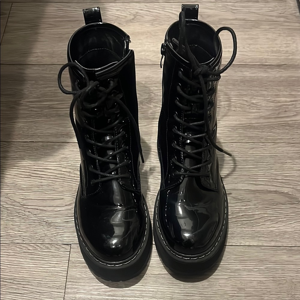 Steve Madden Black Combat Moto Boots with Chunky Sole